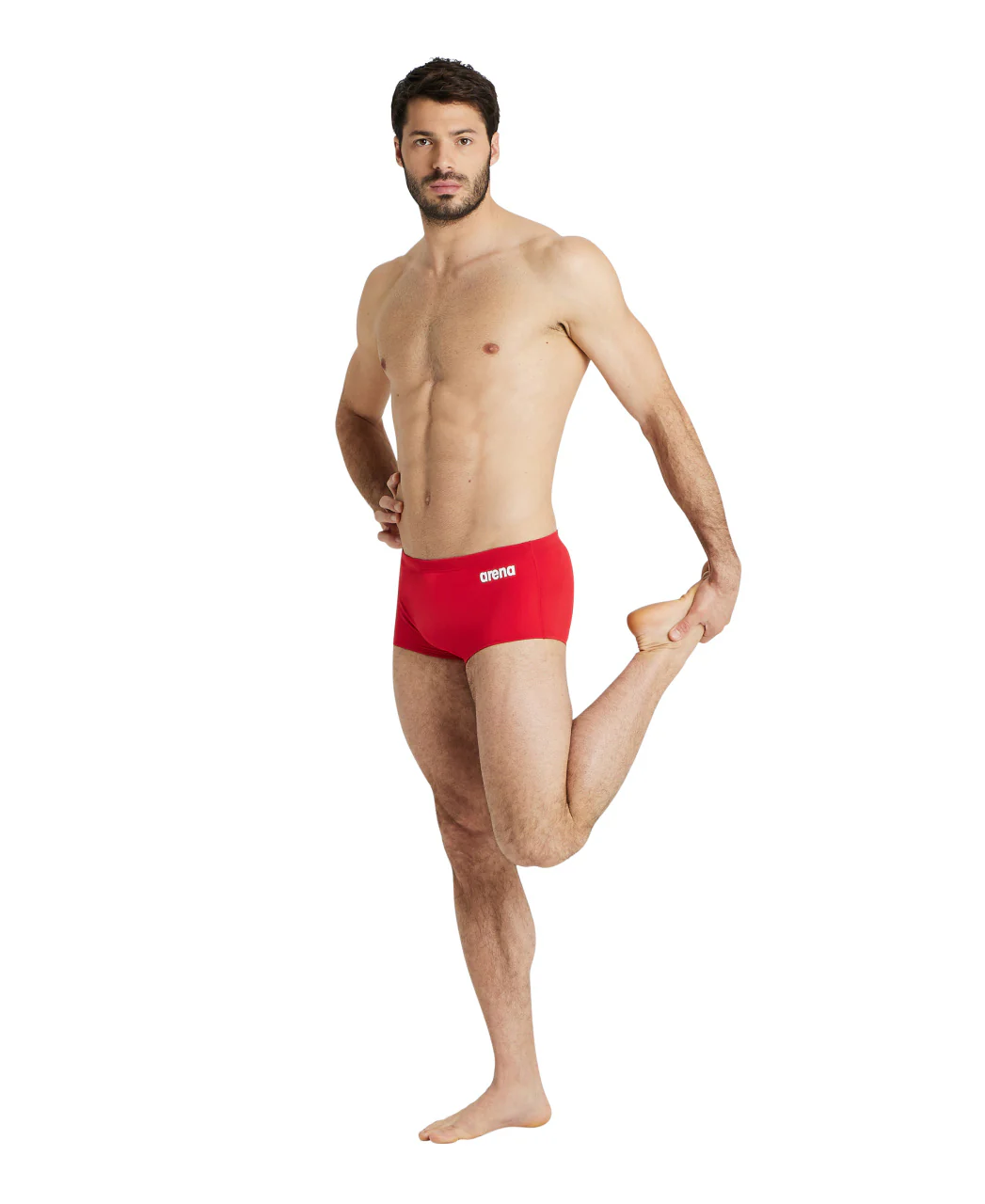 Bañador corto liso de tiro bajo arena Performance para hombre Team - Rojo Blanco - Image 3