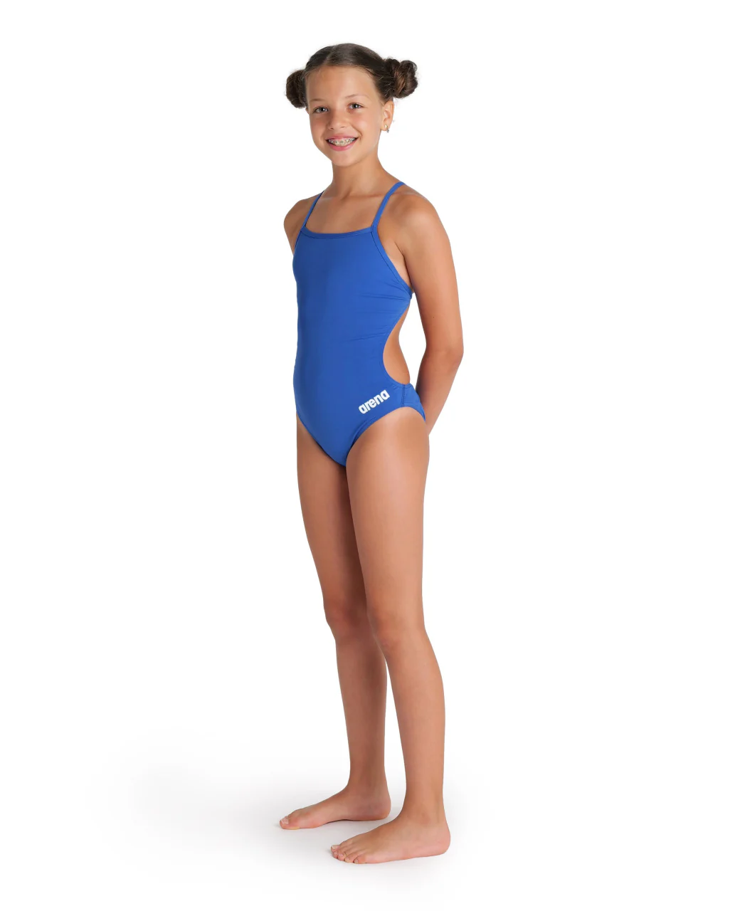 Bañador liso arena Performance para niña Challenge Team - Royal/Blanco - Image 3